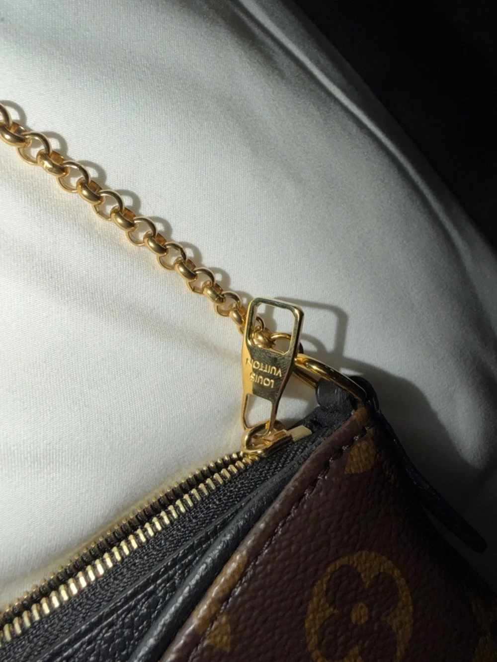 Louis Vuitton Monogram Canvas Chain Crossbody in Brown with Black Trim and Strap - Picture 6 of 8